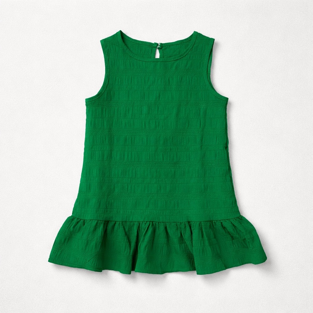 Toddler Girls Sleeveless Dress with Ruffle Hem Green Size 3-4T